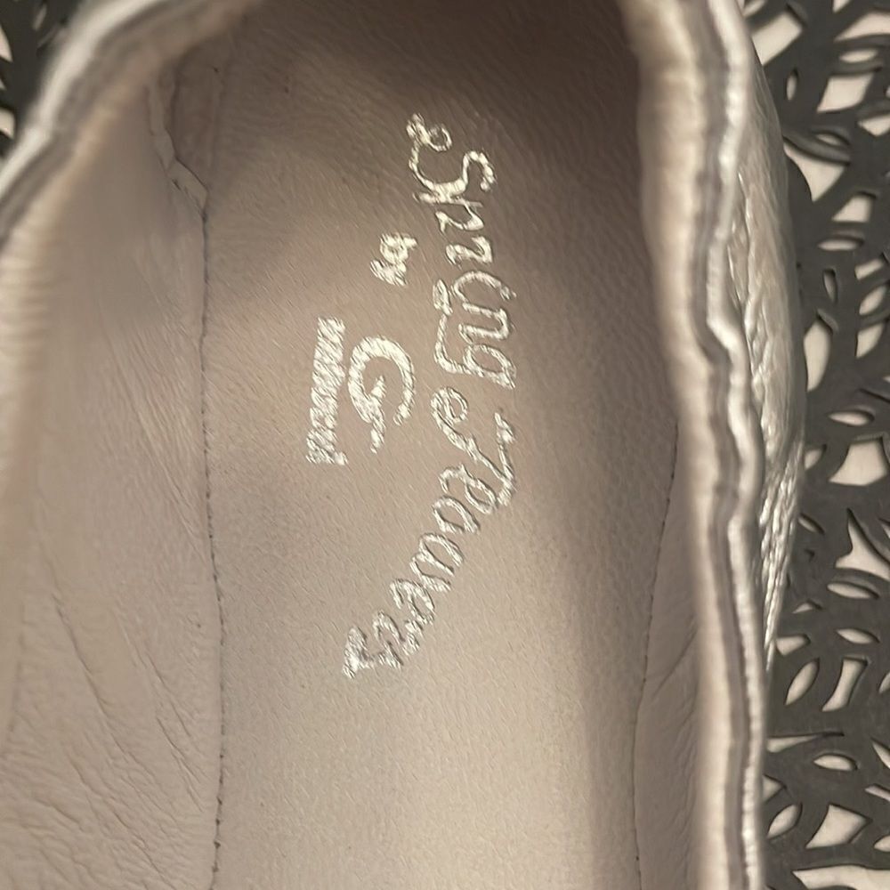 GALLUCCI Silver Metallic Ballets Flats Bow 11 - Picture 5 of 6
